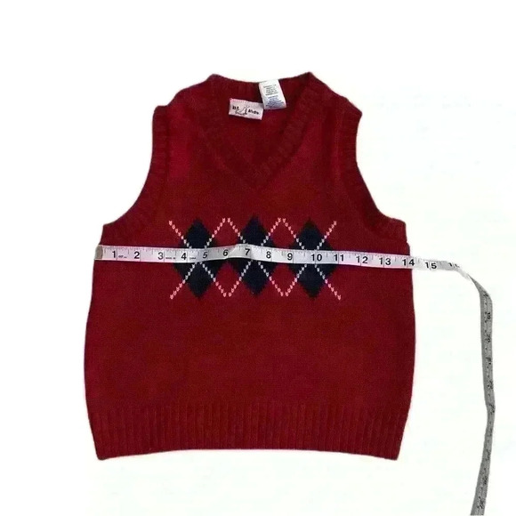 BT Kids Boys Sweater Vest Cable Knit Red V-Neck size 6 - Picture 2 of 6